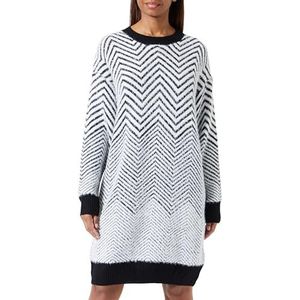 usha WHITE LABEL Robe en tricot pour femme, noir/blanc, XL-XXL