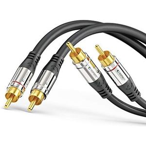 Sonero® Premium RCA-kabel, 5 m, 2x RCA-2x RCinch, audiokabel, subwoofer, hifi-installatie, versterker, zwart