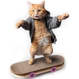 Suck UK | Krabskateboard voor katten | Krasspeelgoed in skateboardvorm | Interactief kattenspeelgoed | Fantasiegeschenken | Alternatieve krabpalen voor katten en kittens