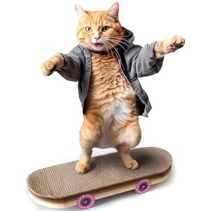 Suck UK | Krabskateboard voor katten | Krasspeelgoed in skateboardvorm | Interactief kattenspeelgoed | Fantasiegeschenken | Alternatieve krabpalen voor katten en kittens
