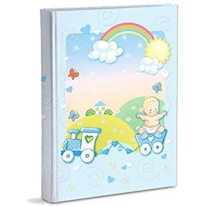 Mareli Fotoalbum, hemelsblauw, geboorte voor kinderen, met dagboek, 23 x 30 cm, 56 witte pagina's en 4 aanpasbare pagina's, pagina's van dik en duurzaam karton, afgewisseld met Pergamino