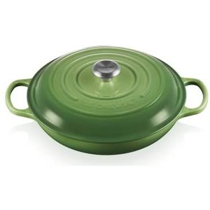 Le Creuset Signature geëmailleerde gietijzeren ondiepe braadpan met deksel, 30 cm, 3,2 liter, Bamboo, 21180304082430