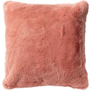 Dutch Decor ZAYA - Kussenhoes 45x45 cm - bontlook - effen kleur - Muted Clay - roze - met rits