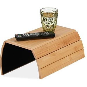 Relaxdays armleuning dienblad - bankleuning tafeltje - zetel of stoel - flexibel - bamboe