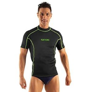 SEAC Unisex - Fit Short voor volwassenen, 2 mm neopreen T-shirt, duikondergoed of rashguard voor surfen en zwemmen, zwart, M