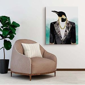Declea Tableau moderne imprimé Glamour Smoking Penguin – Décor moderne pour la maison, cadre pour le salon, décoration de la maison