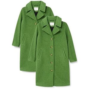Cream Kaffe Curve Dames Plus Size Coat Longline Jacket Classic Knee Length Buttoned Vrouwen, Artichoke Green