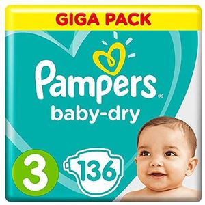 Pampers Baby Dry maat 3, 6-10 kg, Mega Plus Pack, 136 stuks