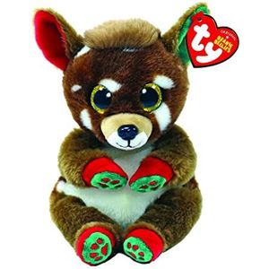 Ty - Beanie Boos Bellies speciaal voor Kerstmis Renna-Juno man met buik en gouden ogen Glitter-I pluche zacht en knuffelig - 20 cm - 41040, kleur: bruin, 20 cm, T41040