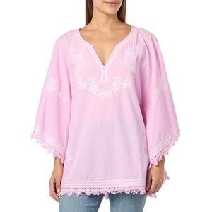 ALARY Poncho pour femme 15826564-AL01, rose et blanc, taille S, Rose/blanc, S