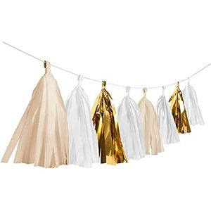 amscan 9904616 slinger met franjes, goudkleurig, geborsteld, lengte 3 m, decoratie om op te hangen, verjaardag, themafeest, carnaval