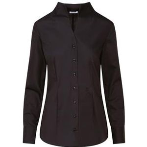 Seidensticker Damesblouse | modieuze blouse | Keltische kraag strijkvrij | slim fit | lange mouwen | 100% katoen, zwart.