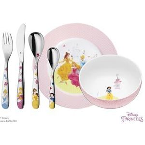 WMF Kids Bestekset Disney Princess 1282409964 6-delig (mes, vork, 2xlepel, bord, kom), Cromargan® 18/10 RVS, Kindvriendelijk, Veilig, Ergonomisch, Vaatwasserbestendig, Vanaf 3 jaar