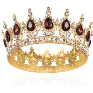 Ronde tiara voor meisjes, barokke kroon van kristal, fonkelende strassteentjes, prinsessenhoofdtooi, voor carnaval, bruiloft, bal, verjaardag, schoonheidswedstrijd, feest, haaraccessoires, Metaal