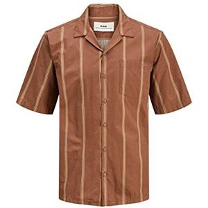 Jack & Jones Rddcain Resort T-shirt S/S Sn Chemise à Manches Courtes pour Homme, Cocoa Brown/Stripes : Oversize Fit, XL