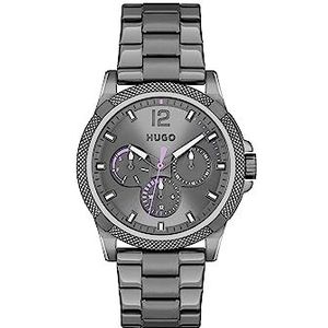 HUGO 1540135 Montre à quartz analogique multifonction pour femme avec bracelet en acier inoxydable Gris, gris, Bracelet