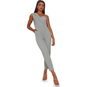 Chi Chi London Asymmetrische jumpsuit in groen, 38 dames, Groen