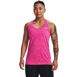 Under Armour Tech Twist Tank Tank Top Gym Top Workout Tank Tank voor Dames Rebel Rose / Elixir Roze/Metallic Zilver, XXS-XS, Rose Rebel / Roze Elixir / Zilver Metallic