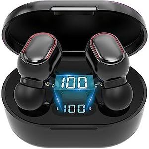 Draadloze in-ear Bluetooth-hoofdtelefoon met microfoon, 25 uur looptijd met led-display, hifi, stereo, touch-bediening, voor mobiele telefoon, tablet, tv