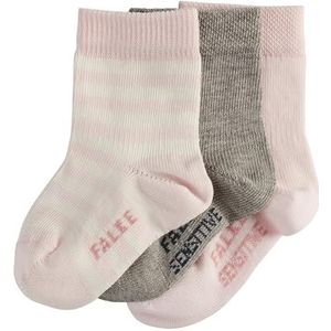 FALKE 3 x sokken, uniseks, babymeisjes of jongens, katoen, grijs, roze, versterkt, fijne mix zonder patroon en fantasie, gestreept, kleurrijk, 3 paar roze (assortiment 10), 62, Rose (assortiment 10)