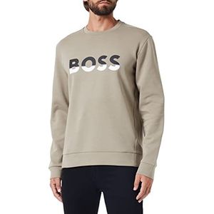 BOSS Heren Salbo 1 sweatshirt, katoenmix met logo Color Block, licht/pastelgroen, 4XL, licht/pastelgroen