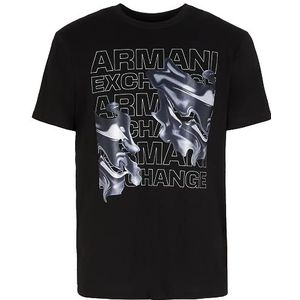 Armani Exchange T-shirt pour homme coupe droite avec grand logo graphique, Noir, L