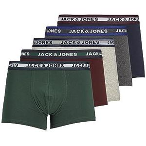 JACK & JONES Jacoliver Trunks Boxershorts voor heren, 5 stuks, Donkergrijs Melange