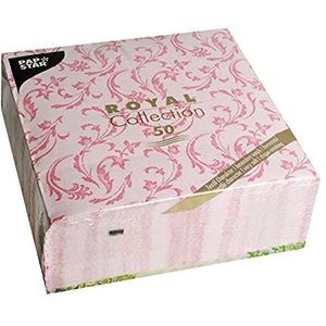 PAPSTAR #85002 Damascato Oblaatpapier servetten, 6-laags, 40 x 40 cm, fuchsia, 50 stuks