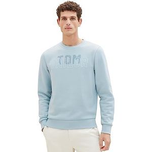 TOM TAILOR Basic sweatshirt met ronde hals en logo-print, 30463-dusty mintblauw, XL, 30463-stoffig mintblauw