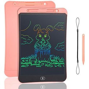 Sibontier Kleurrijk lcd-schrijfbord, 30 cm, voor kinderen, elektronisch uitwisbaar tekenbord met vergrendelingssleutel, handschrijfblok voor tekenen en memo, roze