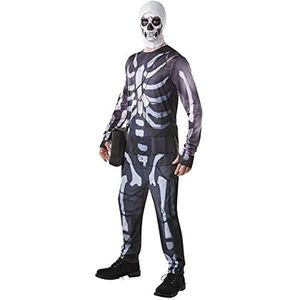 Rubies Rubie's Officieel Fortnite kostuum voor volwassenen, Skull Trooper, uniseks, I-300195S, zwart, klein, borst 86 - 86 cm