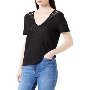 ONLY T-shirt Onlanja S/S Lace Top JRS pour femme, Noir, XL