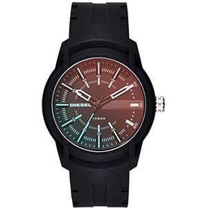 Diesel Armbar horloge voor heren, kwarts uurwerk met siliconen, roestvrij staal van lederen band, Zwart spectrum, riem