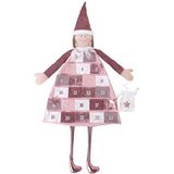 Rayher 46455258 Adventskalender XXL kerstelfvorm om op te hangen, roze stof, om zelf te vullen, elk jaar herbruikbaar, 118 x 53 cm, meisjeskalender