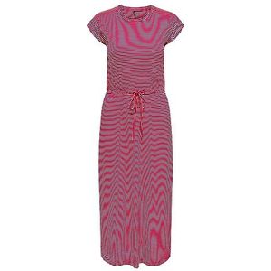 ONLY Onlmay S/S Midi Dress Box Jrs midi-jurk voor dames, High Risk Red/Stripes: Cloud Dancer (Pollo)