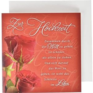Romantica trouwkaart, rozen, 15 x 15 cm
