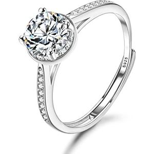 JeweBella 925 sterling zilveren ringen voor dames, verlovingsring, verlovingsring, trouwring, trouwring, verjaardagsring, Zirkoon
