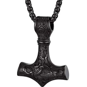 PROSTEEL Mannen Amulet ketting-Thor's hamer hanger met ketting, 55+5CM verstelbaar, Viking sieraden -roestvrij staal/verguld (verzendgeschenkdoos)