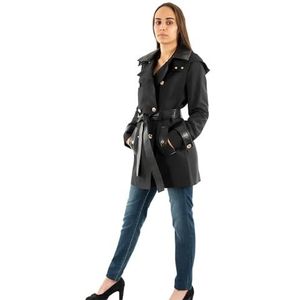 Morgan 242-gzima Trenchcoat met capuchon voor dames, zwart.