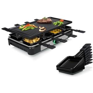 Tristar Gourmetstel RA-2746 - Gourmetset voor 8 personen - Met grote grillplaat - Gourmetplaat met regelbare temperatuur - Zwart/RVS