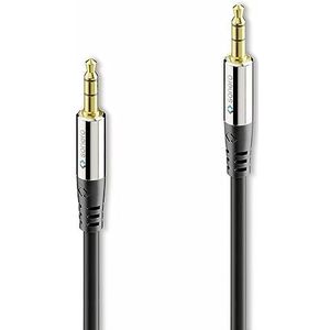 Sonero® Premium AUX-kabel, 1,5 m, 3,5 mm jackstekker, geschikt voor iPhones, iPads, smartphones, tablet-pc's, auto's en andere stereo-apparaten, zwart