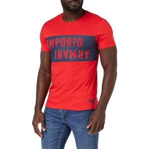 Emporio Armani T-shirt met ronde hals en gedurfd logo T-shirt met ronde hals voor heren, rood/marineblauw