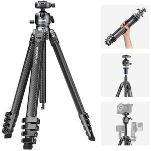 NEEWER LITETRIP LT38 Koolstofvezel reisstatief voor camera, 360° panoramische kogelkop, flexibele middenas, QR Arca-plaat compatibel met Peak Design V3 statiefclip,