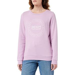 TOM TAILOR Denim Dames Sweatshirt met logo Print 28995 - Soft Purple XS, 28995, zacht paars