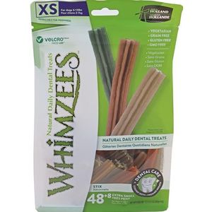 WHIMZEES Kauwsticks voor zeer kleine honden, natuurlijke traktaties voor mondhygiëne, maat XS, zak met 56 stuks