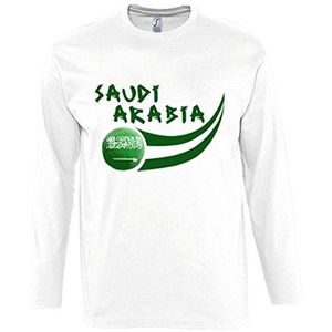 Supportershop Arabie Saoudite T-shirt voor heren, L/S, Wit.