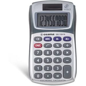Osama METAL rekenmachine met rubberen profiel, 10-cijferig, zilver/zwart