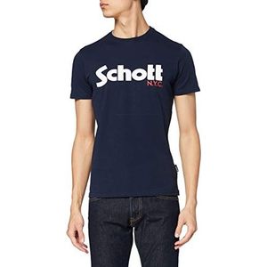 Schott NYC Heren T-Shirt, Blauw (zwart)