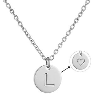 AFSTALR Initiële Letter Ketting voor Vrouwen Ronde Hanger Met Hart Ketting Gepersonaliseerde Verjaardag Sieraden Geschenken Goud/Zilver/Rose Goud, Roestvrij staal