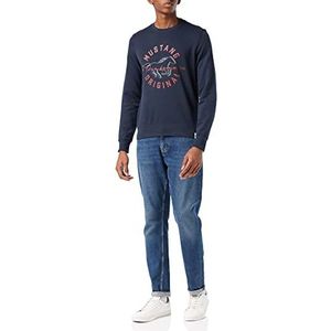 Mustang Ben C N Logo Heren Sweatshirt Sky Captain 5323, M, Sky Captain 5323